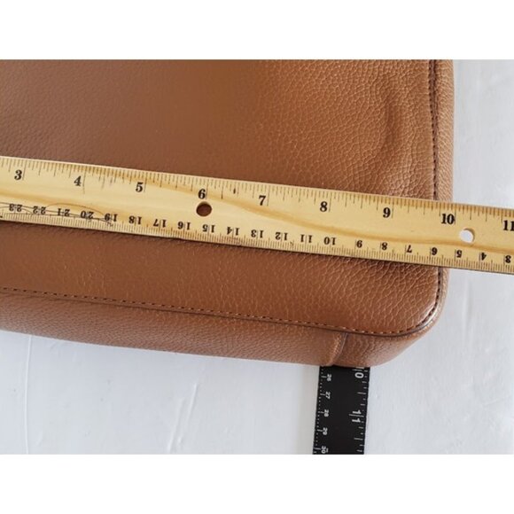 Michael Kors Timeless Saffiano Tan Leather Crossbody Messenger Bag Zip Closure - Picture 12 of 13